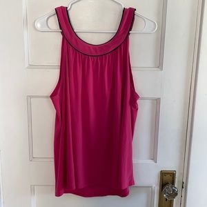 Notations women’s XL pink black trim rounded neckline tank top Y2K office